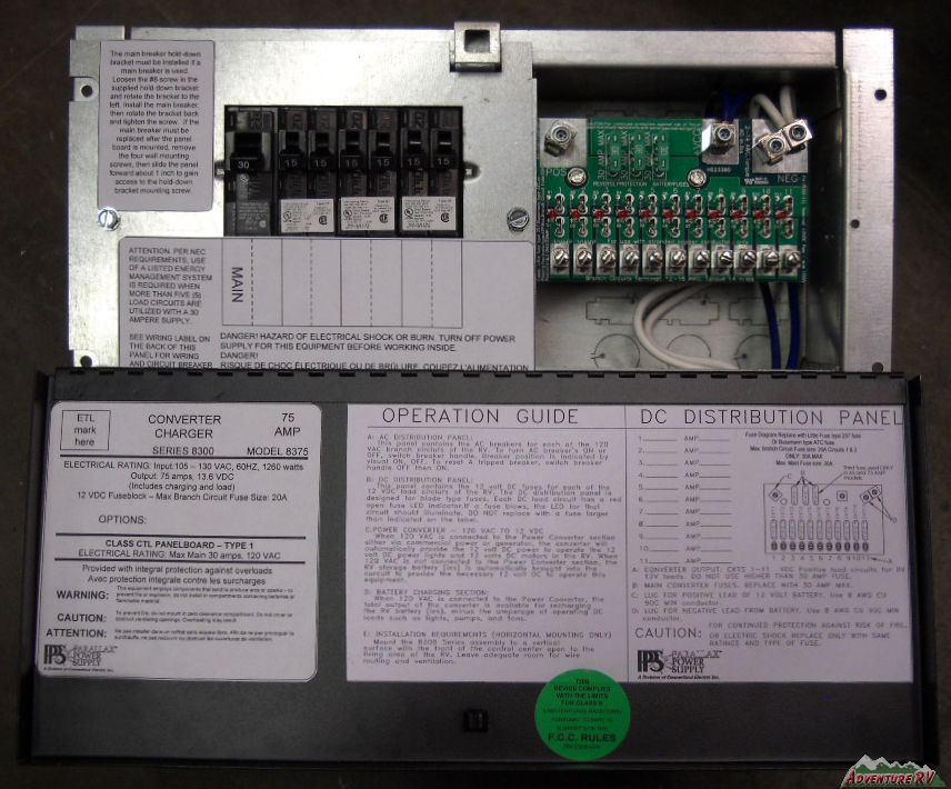 Parallax 8345 45 Ampere AC RV Load Panel w/Converter/Charger